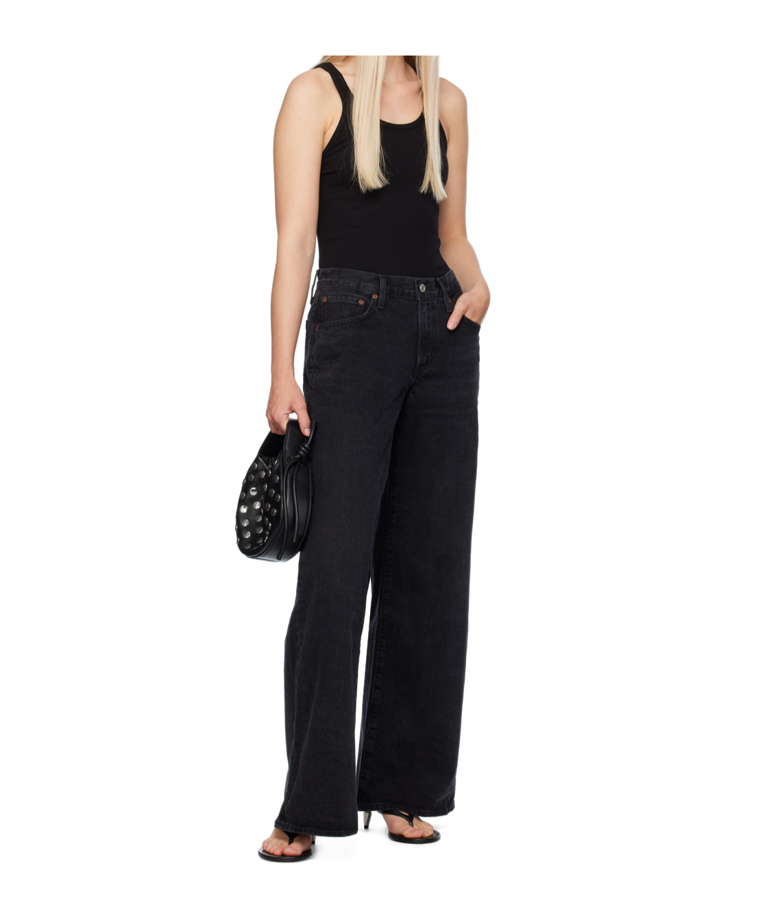 Agolde Clara Low-rise Wide-leg Jeans In Black