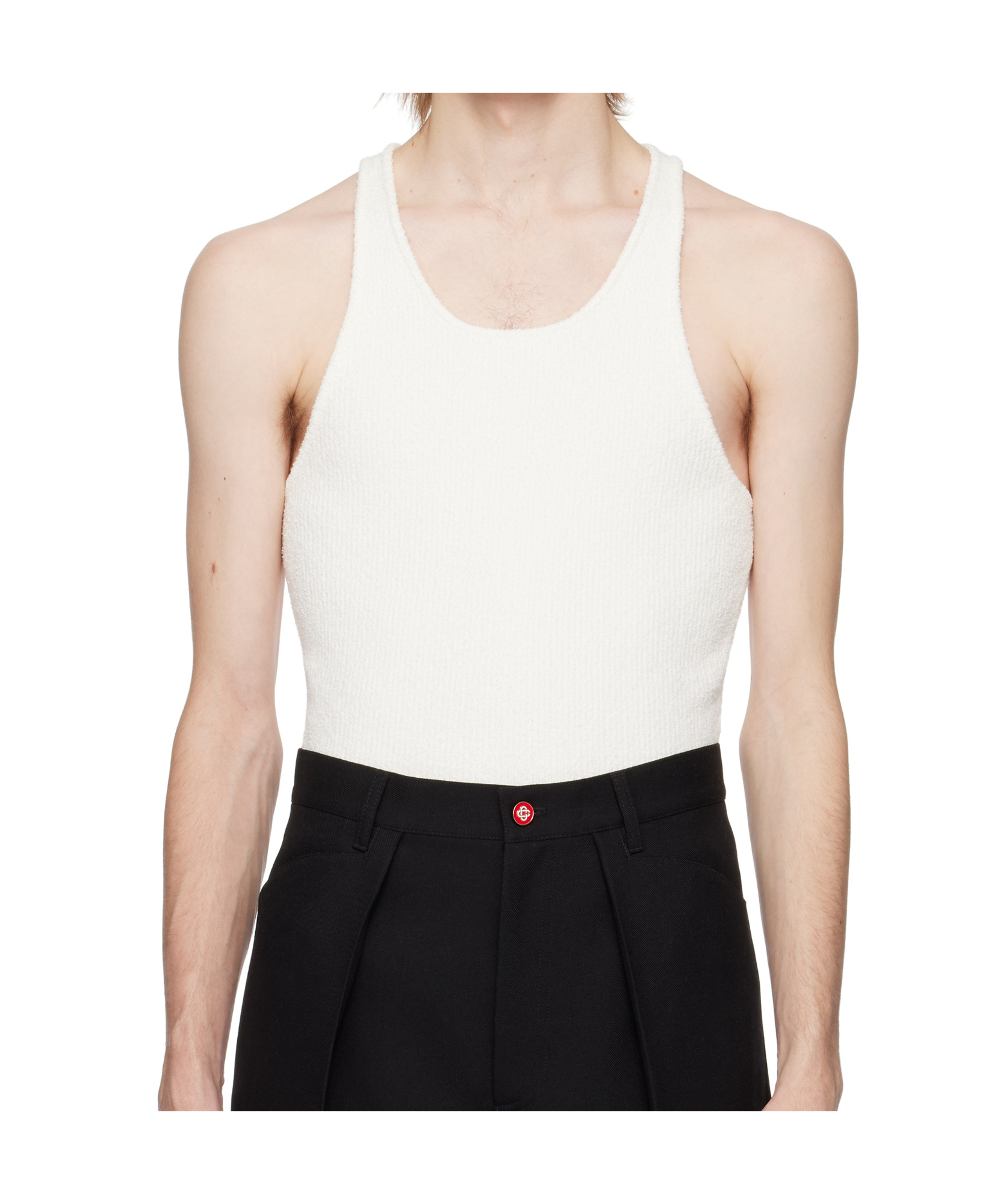 Casablanca Boucle Ribbed Vest In Nude