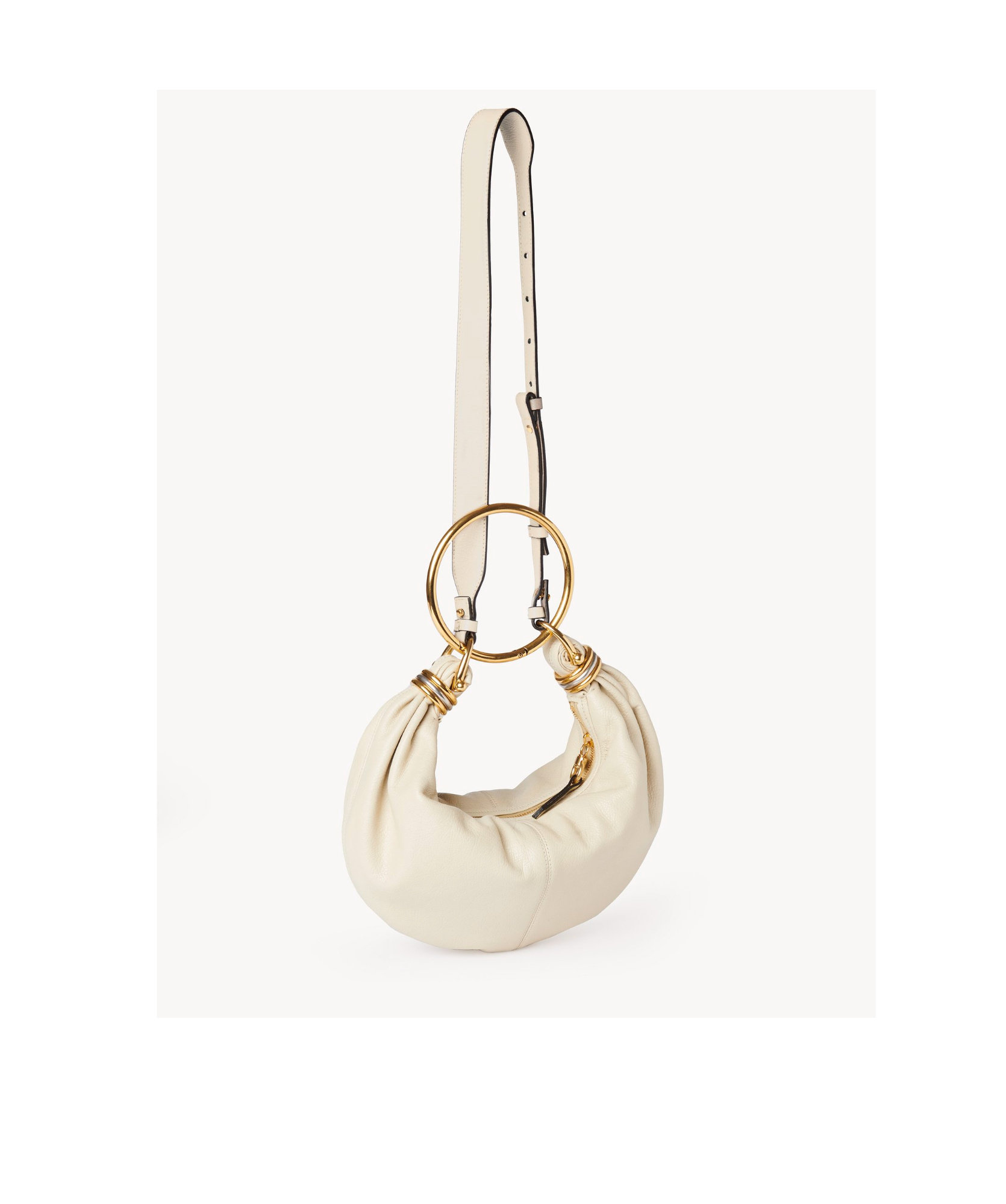 Chloé Bracelet Bag Mini In Shiny Grained Calfskin In White