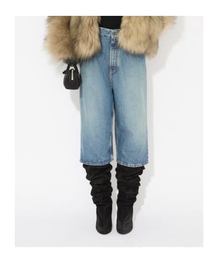 ALAÏA ALAÏA KNITTED WAISTBAND DENIM BERMUDA SHORTS