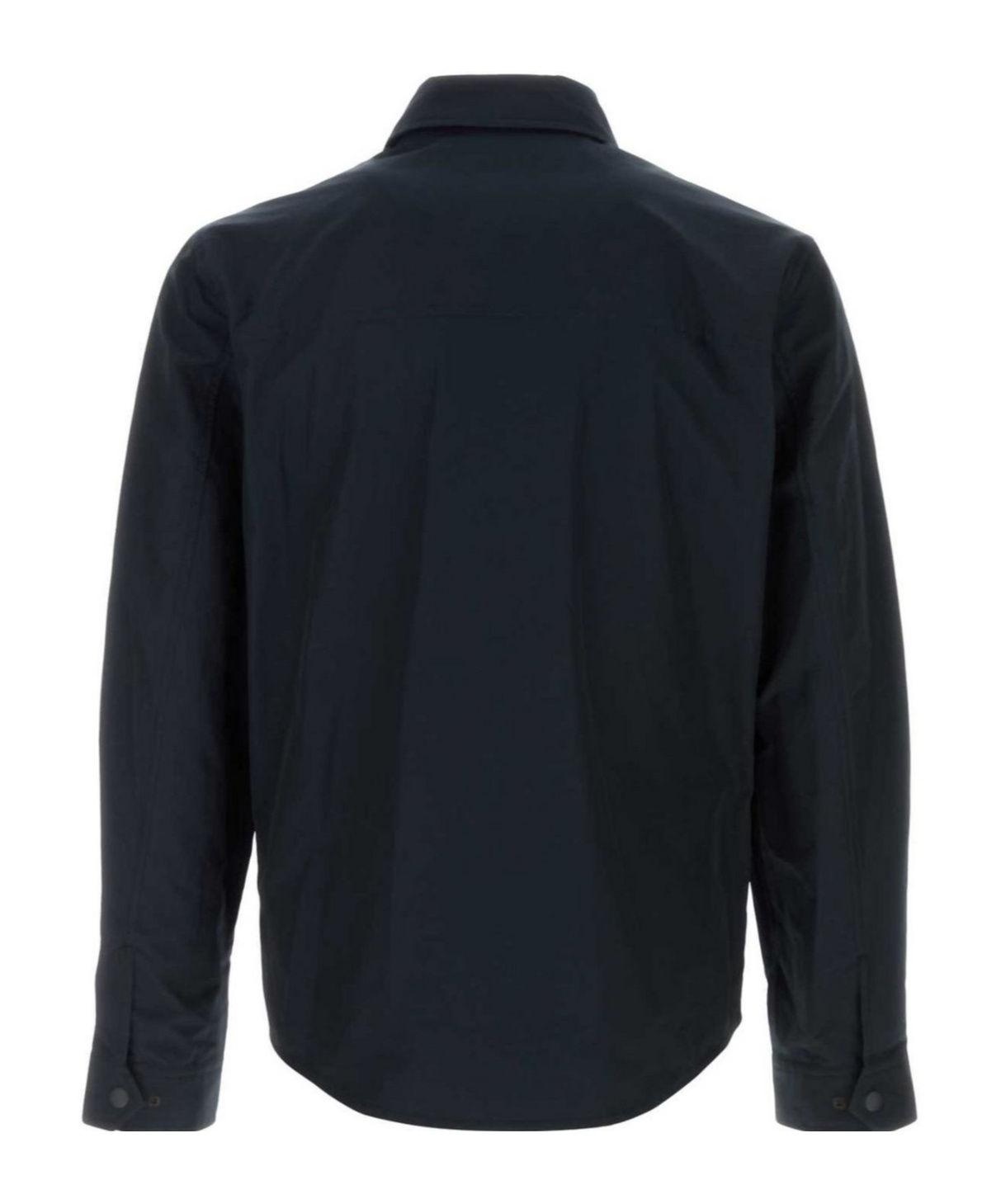 Woolrich Long-sleeved Curved Hem Overshirt In Black