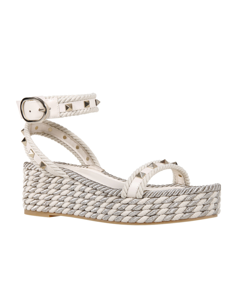 Valentino Garavani Rockstud Platform Espadrillas In White