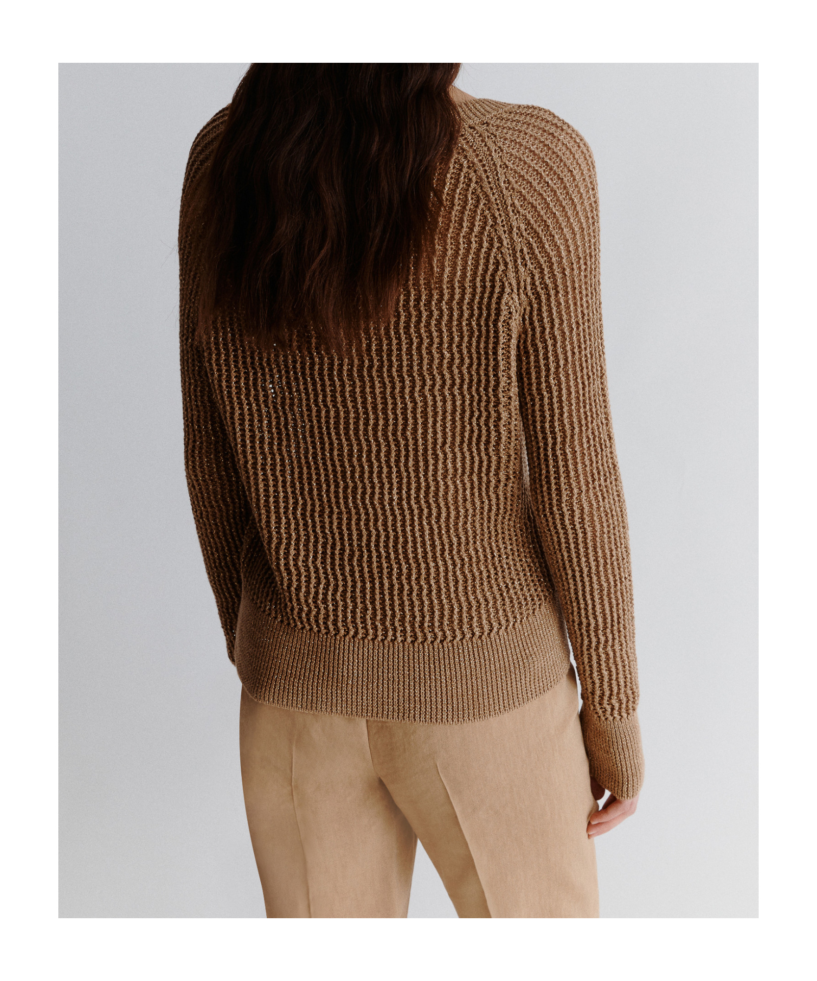 Shop Marella Cotton And Lurex Sweater In Brown