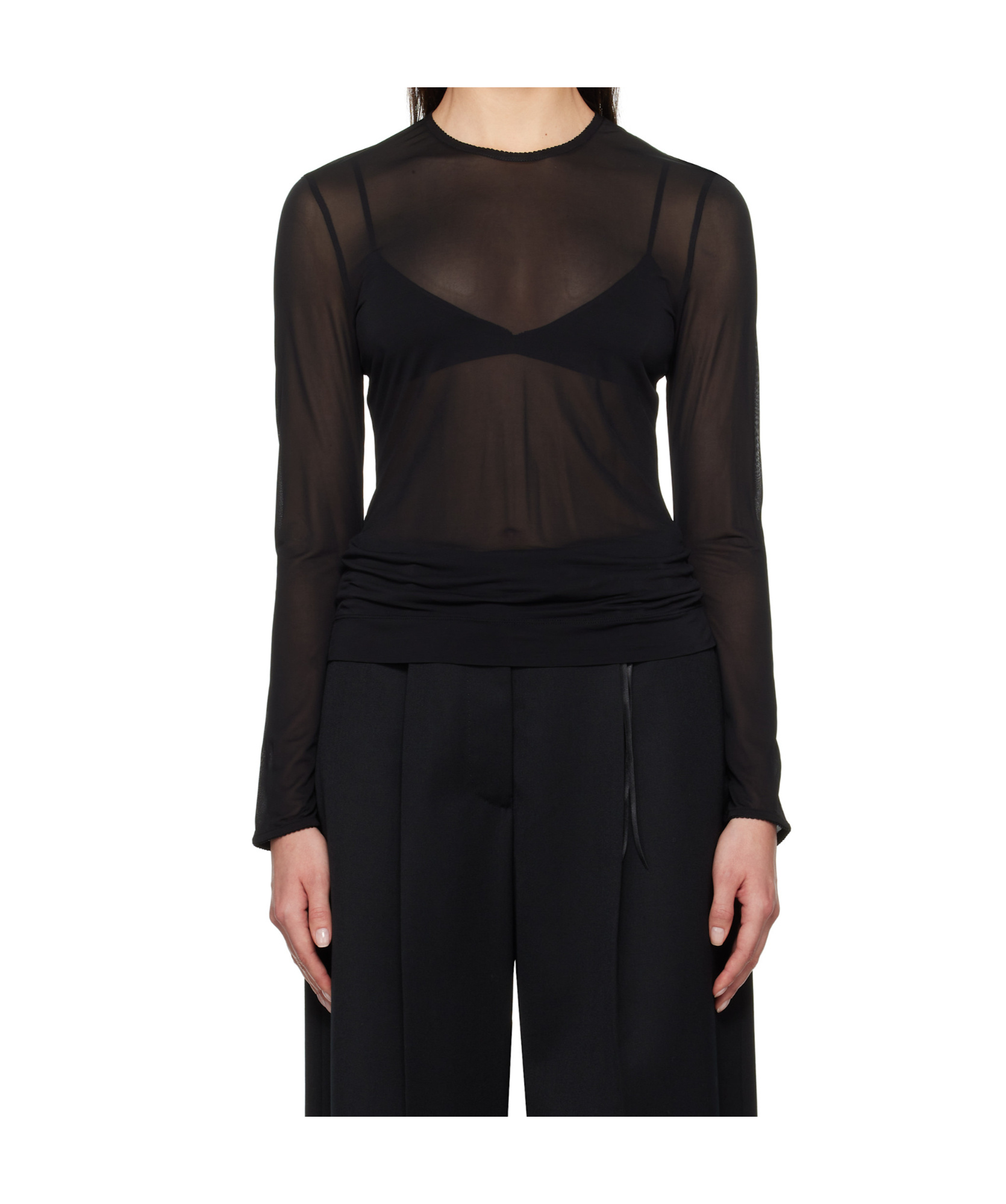 Simone Rocha Black Sheer Fitted Ballet Mesh T-shirt In Black