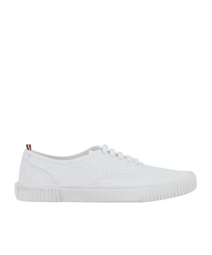 Thom Browne Canvas Vulcanized Heritage Sneakers In White