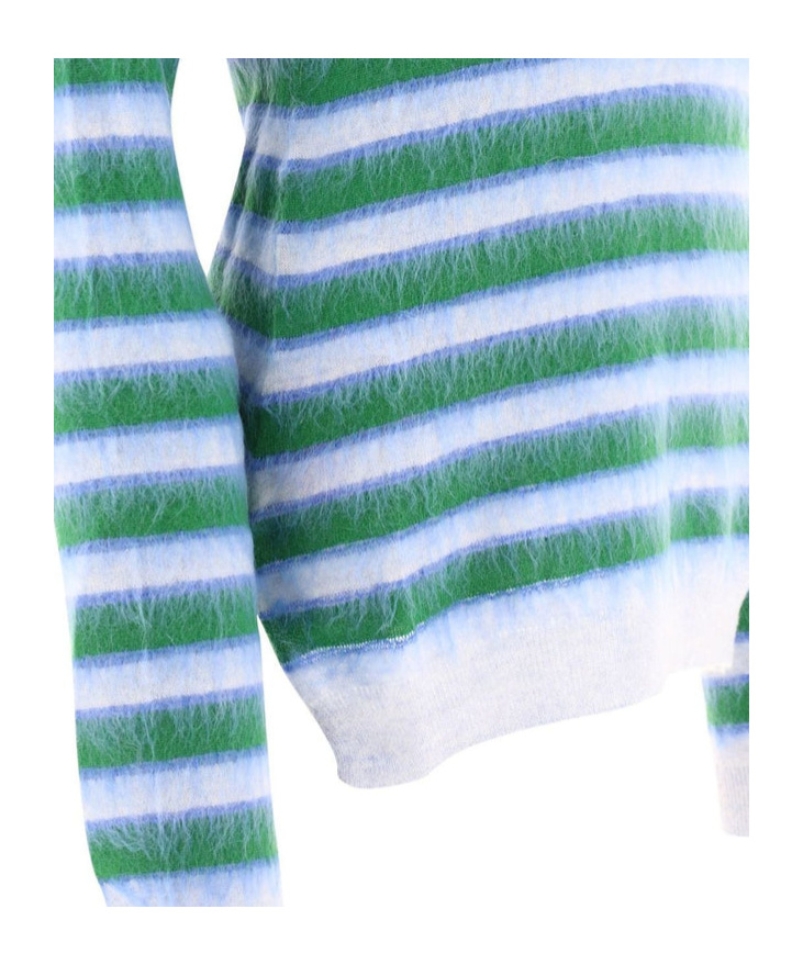 Marni Striped Crewneck Pullover In Blue