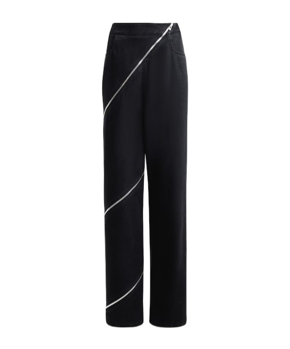 Alaïa Womens Noir Alaia Spiral Two-patch-pockets Wide-leg High-rise Denim-blend Trousers In Black