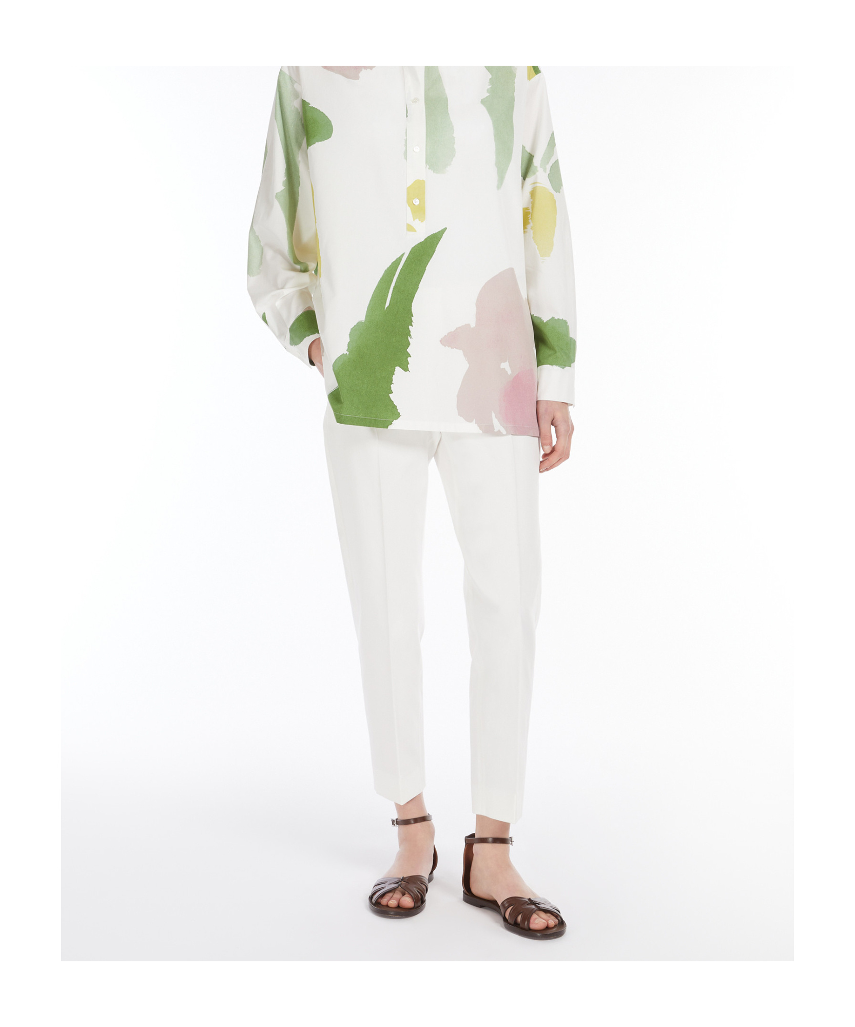 Max Mara Mincio Pleated Cropped Viscose Pants In White