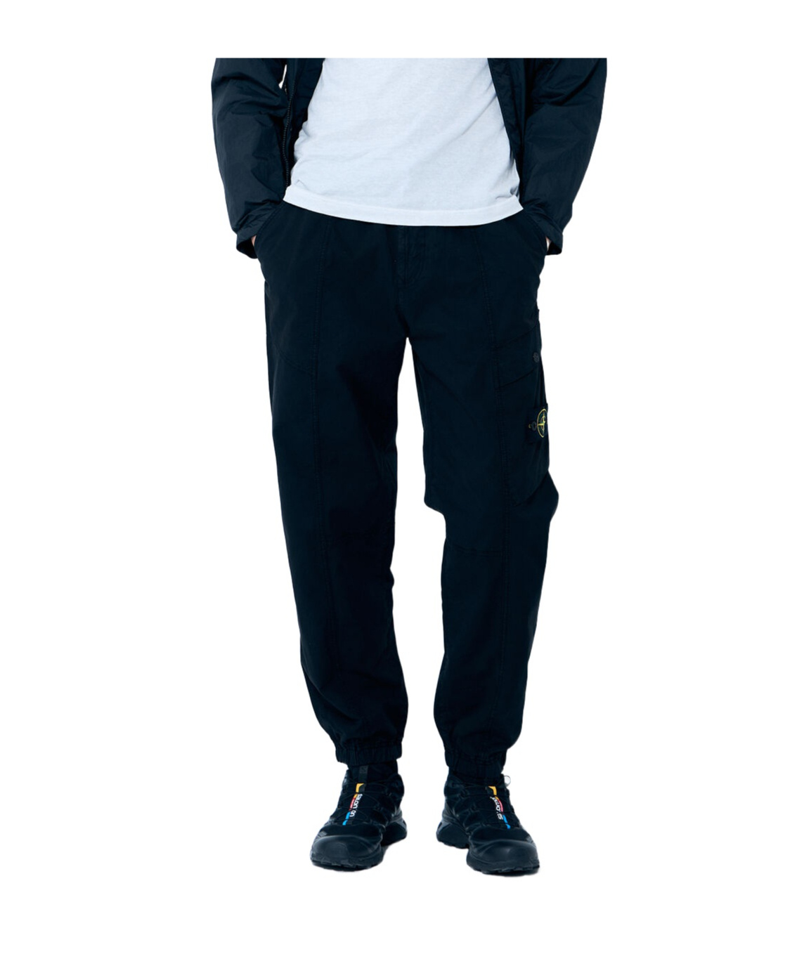 Stone Island Men Compass Patch Cargo Pants In Black