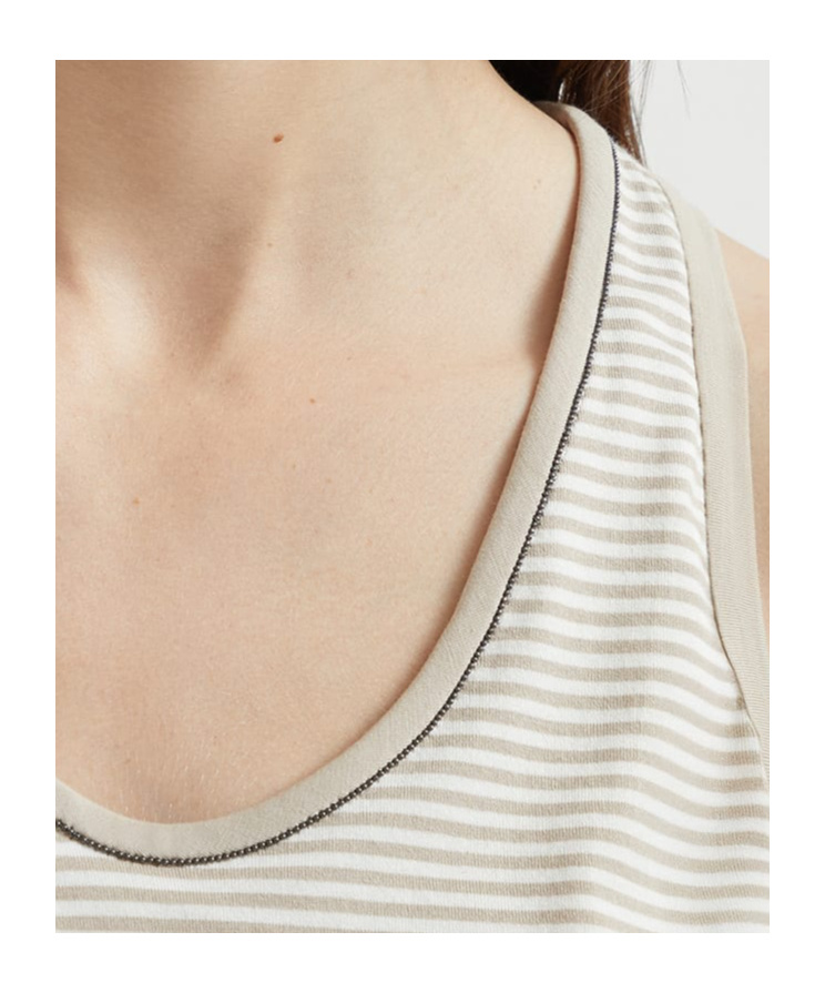 Brunello Cucinelli Striped Tank Top In Neutral