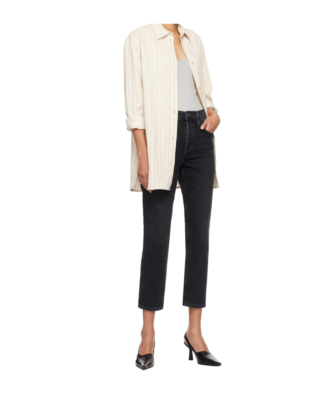 Agolde 90s Pinch Waist Straight-leg High-rise Organic-cotton Denim Jeans In Black