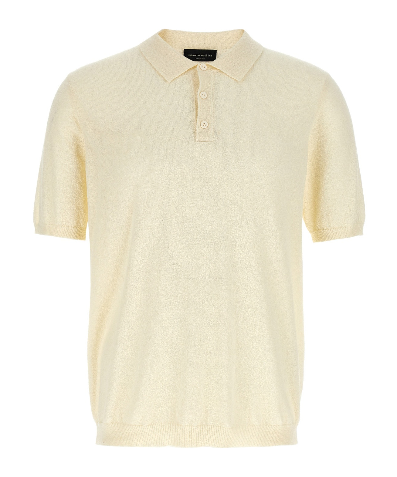 Roberto Collina Ribbed Collar Cotton Polo Shirt In Nude