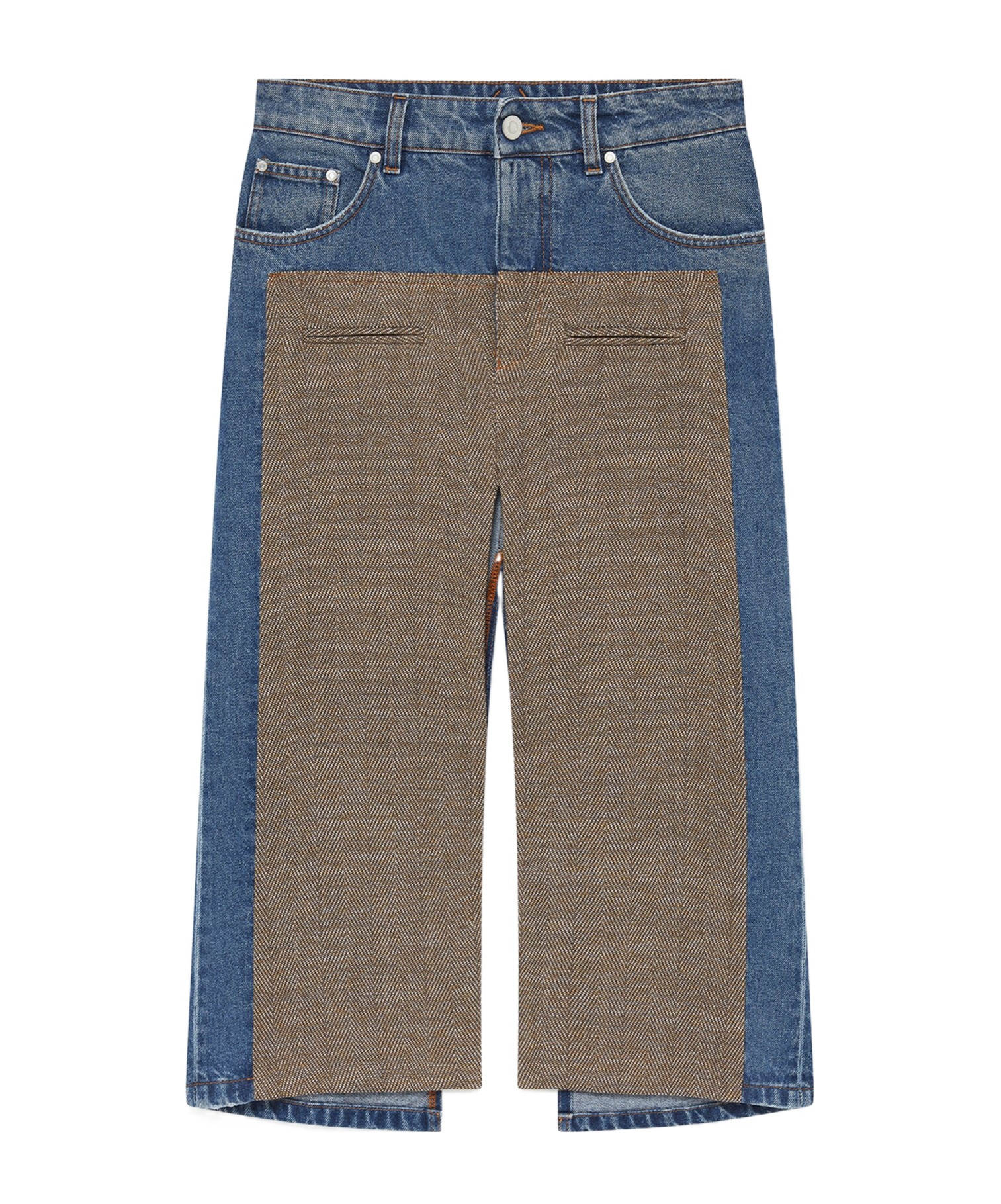 Stella Mccartney Tweed Denim Midi Skirt In Multicolor