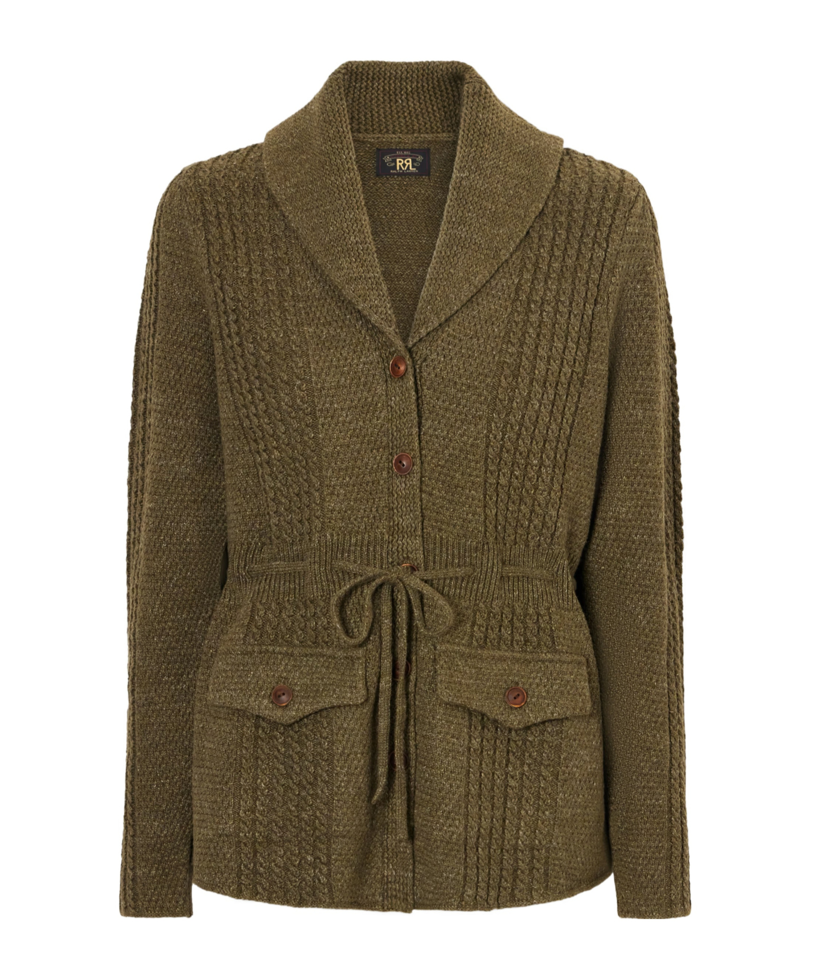 Rrl Olivia Belted Cotton And Linen-blend Cardigan In Green