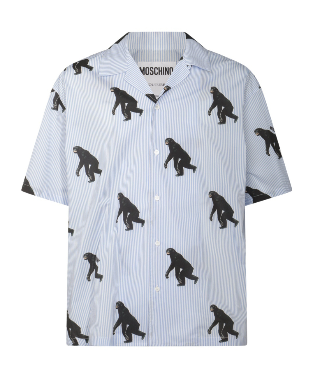 Moschino Poplin Shirt Allover Chimpanzee In White