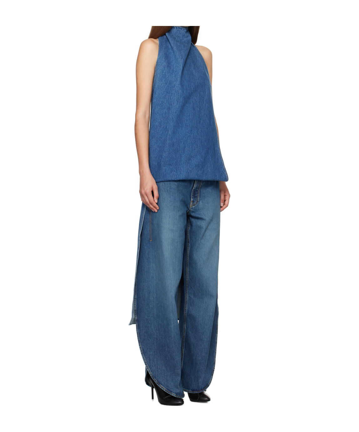 Alaïa Asymmetrical Blouse In Blue