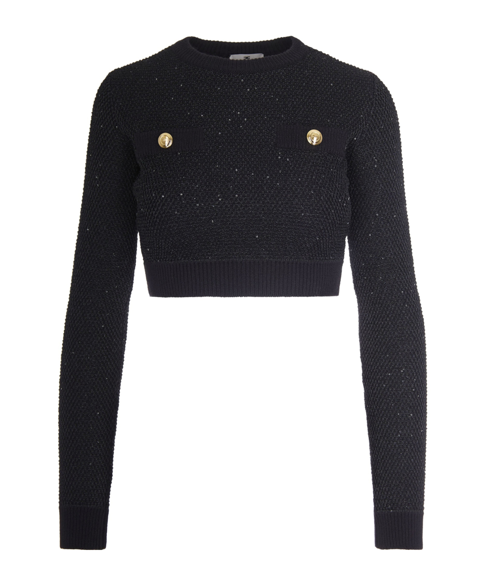 Elisabetta Franchi Wool Crewneck Sweater In Black