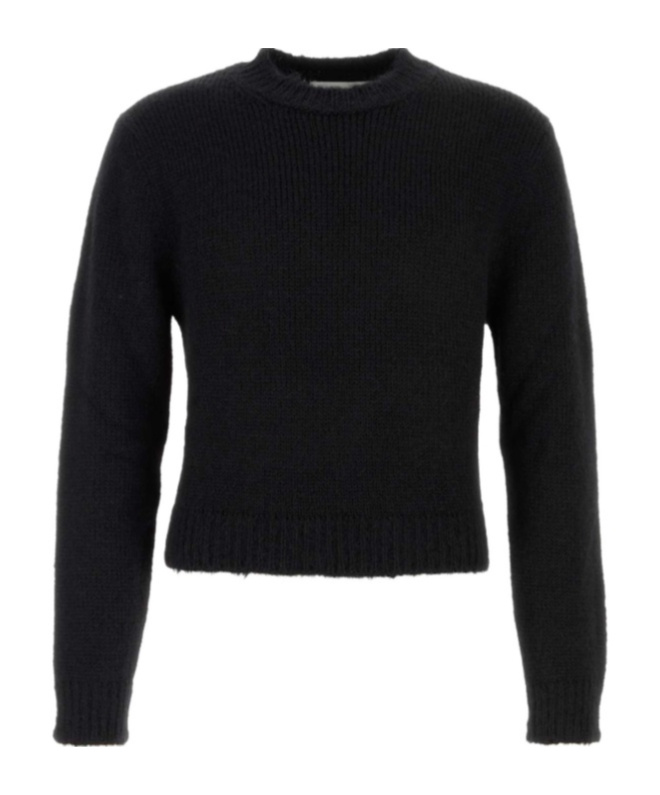 Jil Sander Cropped Long Sleeve Alpaca Blend Knit In Black
