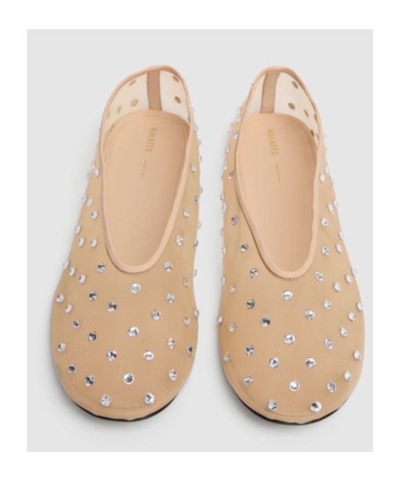 Khaite Marcy Crystal-embellished Mesh Ballet Flats