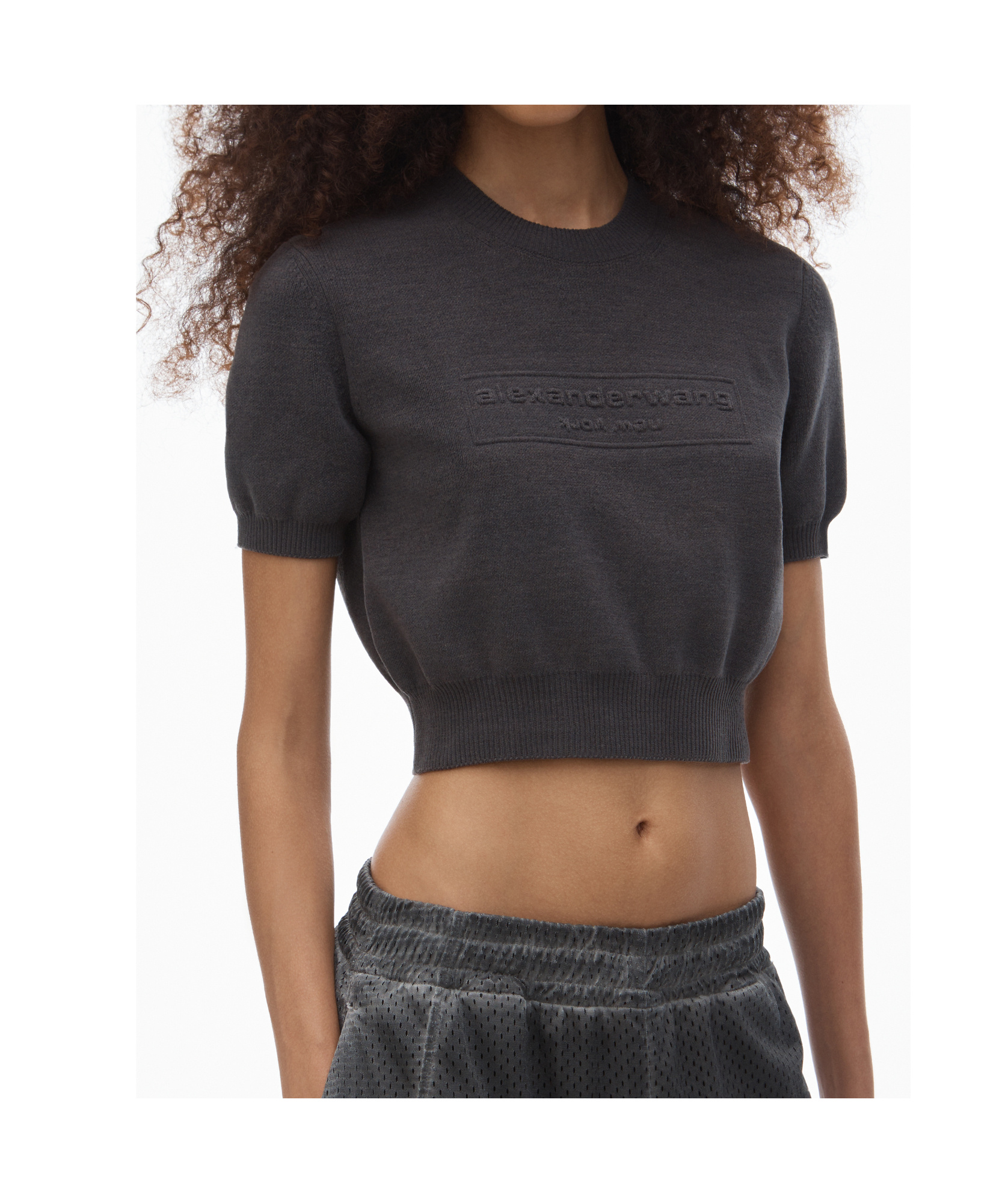 Shop Alexander Wang Logo-embossed T-shirt In Black