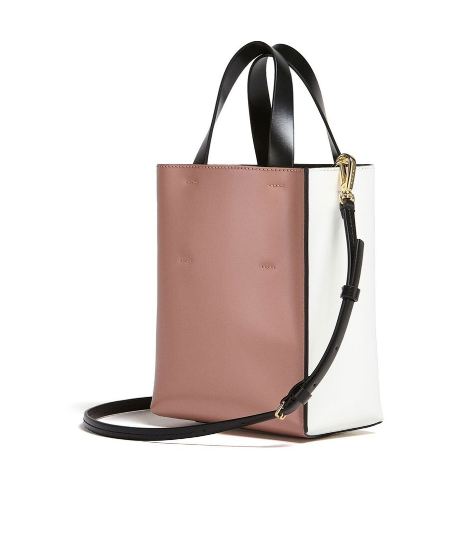 Marni Dual Tone Tote Bag With Handles And Strap In White