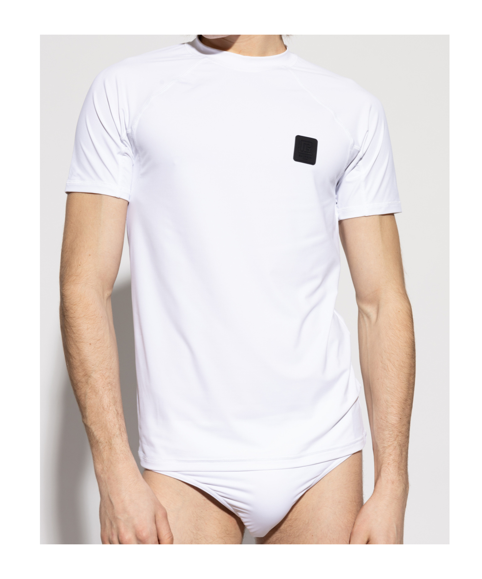Shop Balmain Logo-patch T-shirt In White