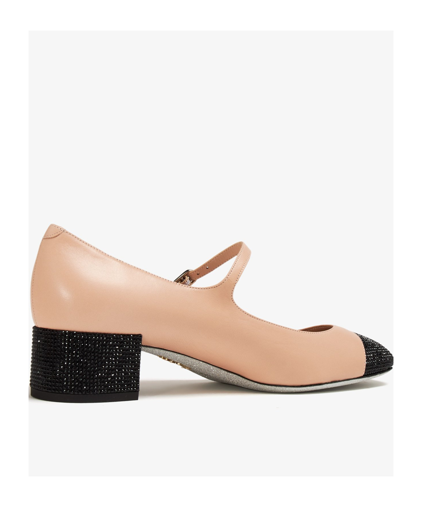 René Caovilla Kristen Bicolor Strass Mary Jane Pumps In Nude