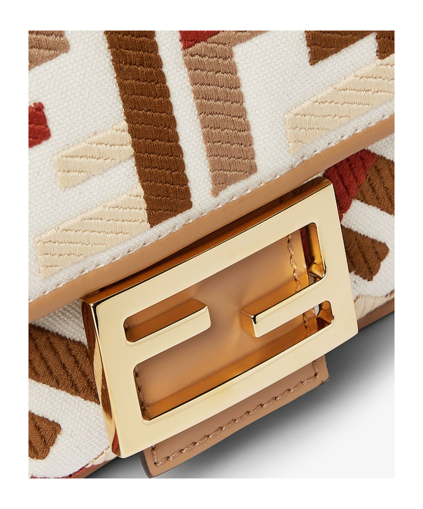 Fendi Canvas Bag With Multicolor Ff Embroidery In Multi