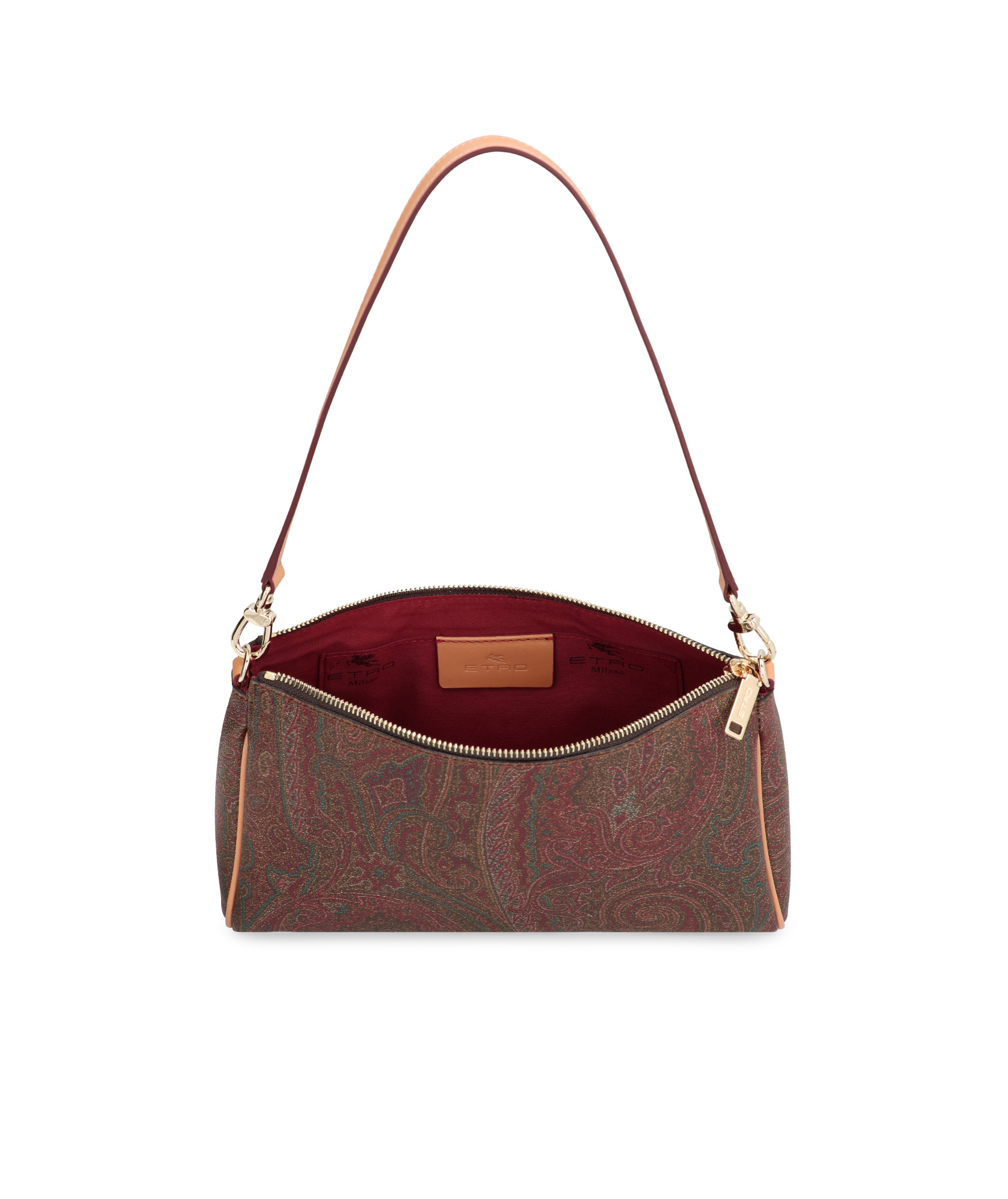 Etro Mini Paisley Contrast-trim Clutch Bag In Brown