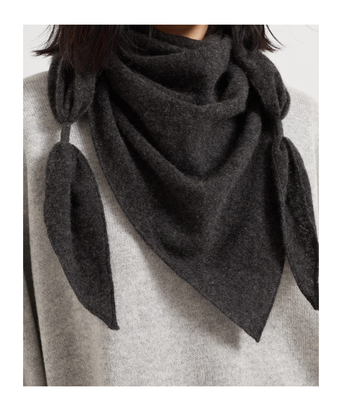 Brunello Cucinelli Monili-chain Scarf In Gray