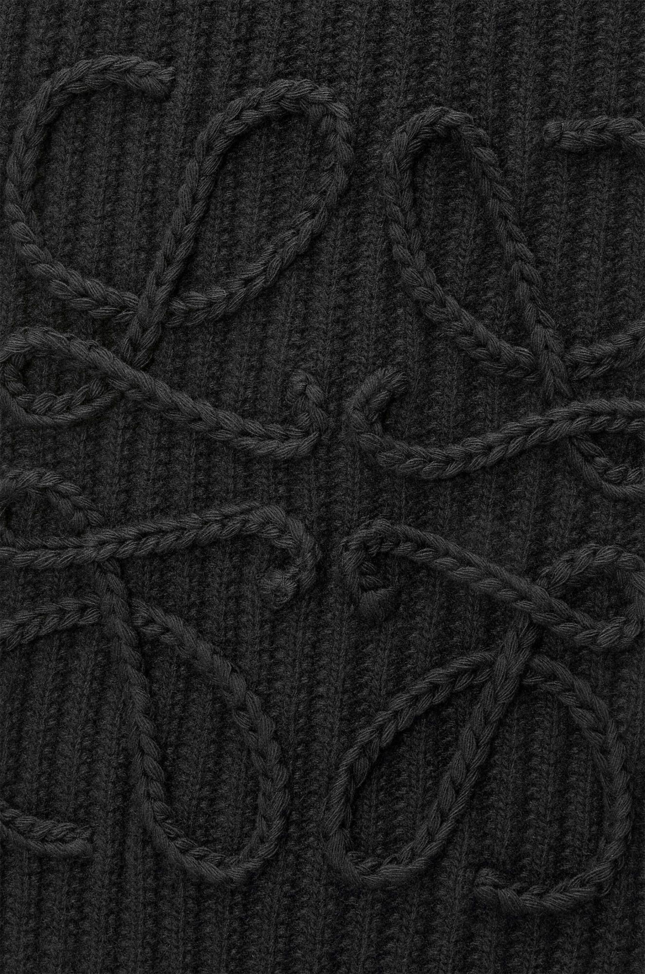 Loewe Anagram Ribbed Scarf In Black