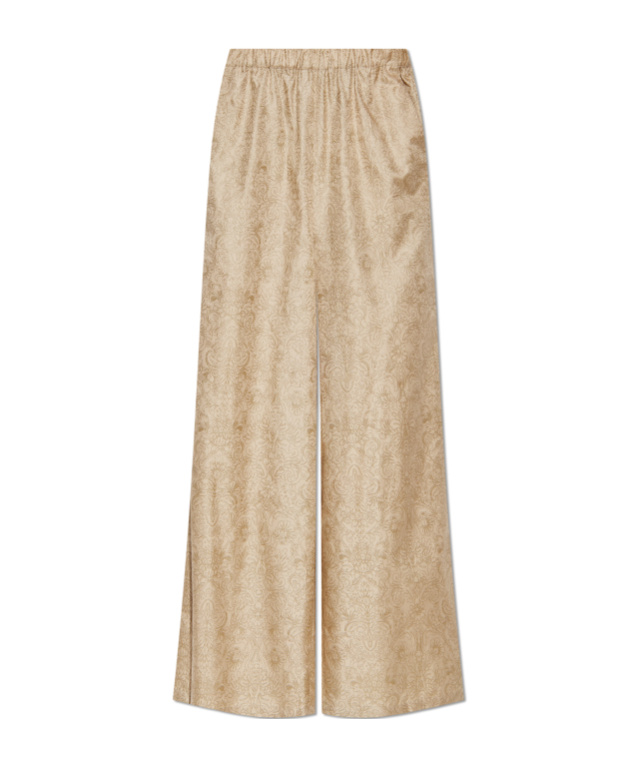 Max Mara Domizia Printed Silk Pants In Nude