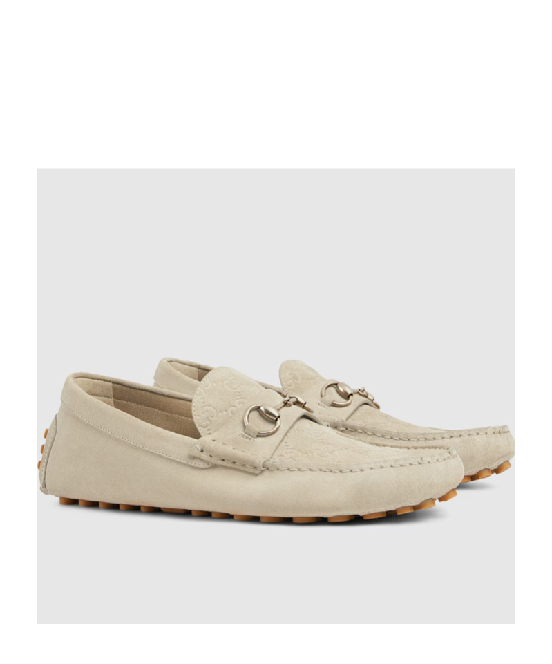 Gucci Men`s Driver Moccasin With Clamp In Nude