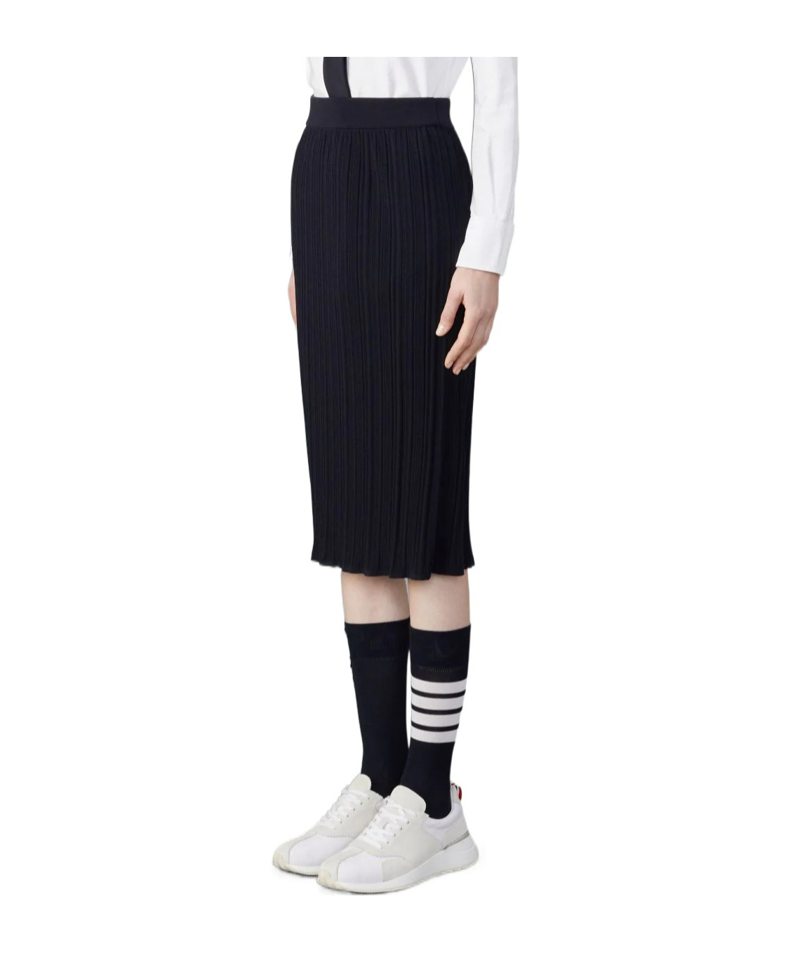 Thom Browne Plissé Virgin-wool Midi Skirt In Black