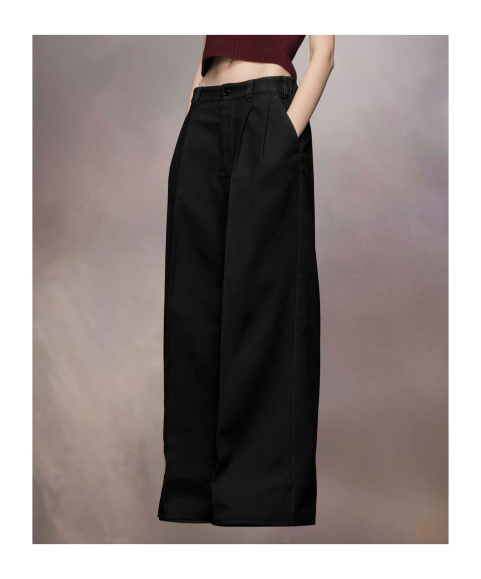 Maison Margiela Pleated Wool Trousers Woman Black In Black