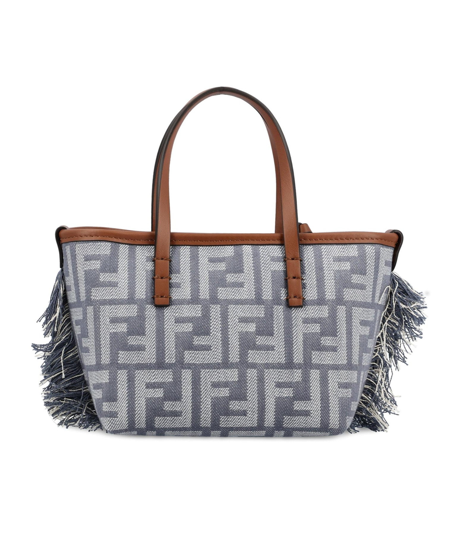 Fendi Chic Shoulder Bag With Fringe And Handles In Gray