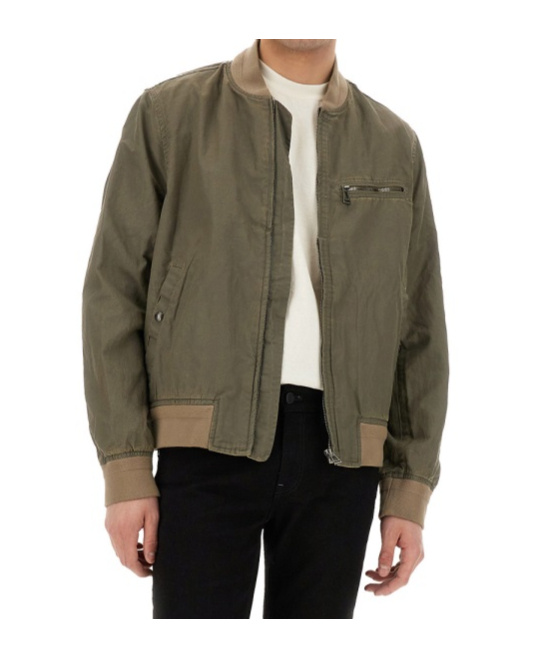 Belstaff Bomber Jacket With Ribbed Cuffs And Hem In Green
