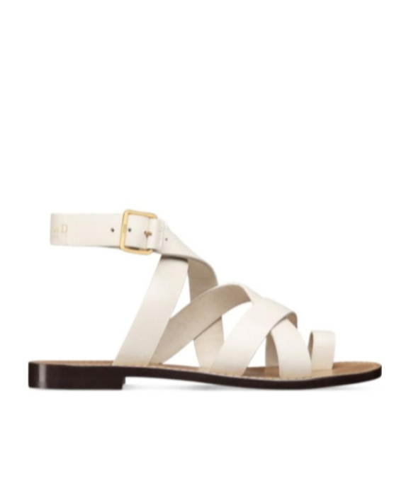 Dior Sun Leather Flat Sandals With Crisscross Straps In White