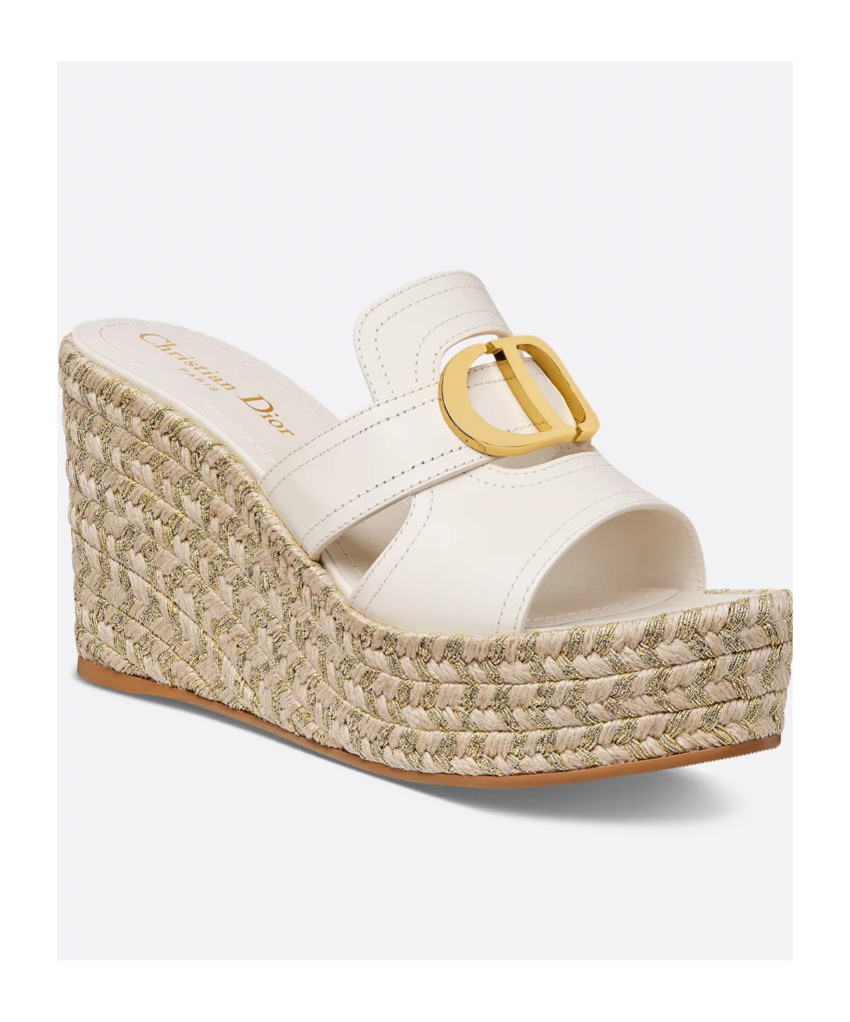 Shop Dior 30 Montaigne Wedge Slide In Nude