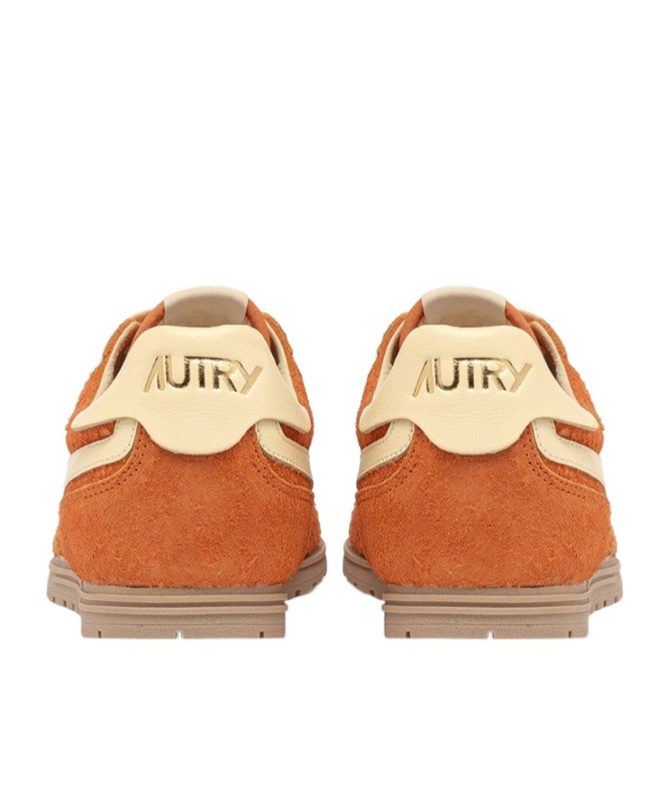 Autry Low Top Suede Sneakers With Contrast Sole In Brown