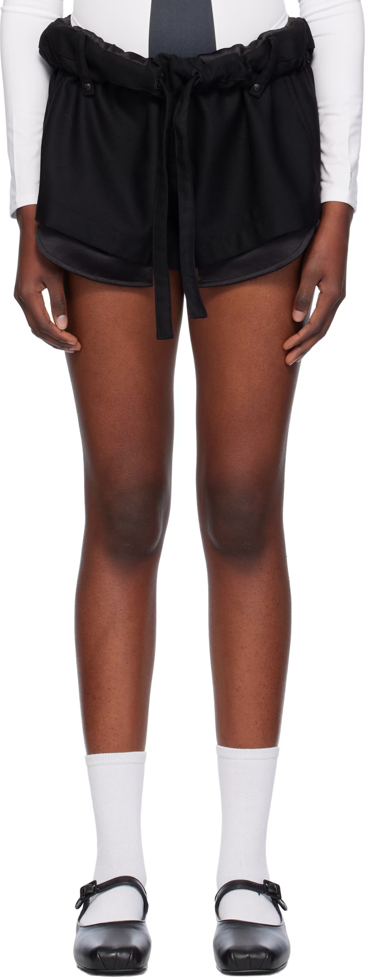Open Yy Rolled Waist Mini Shorts In Black