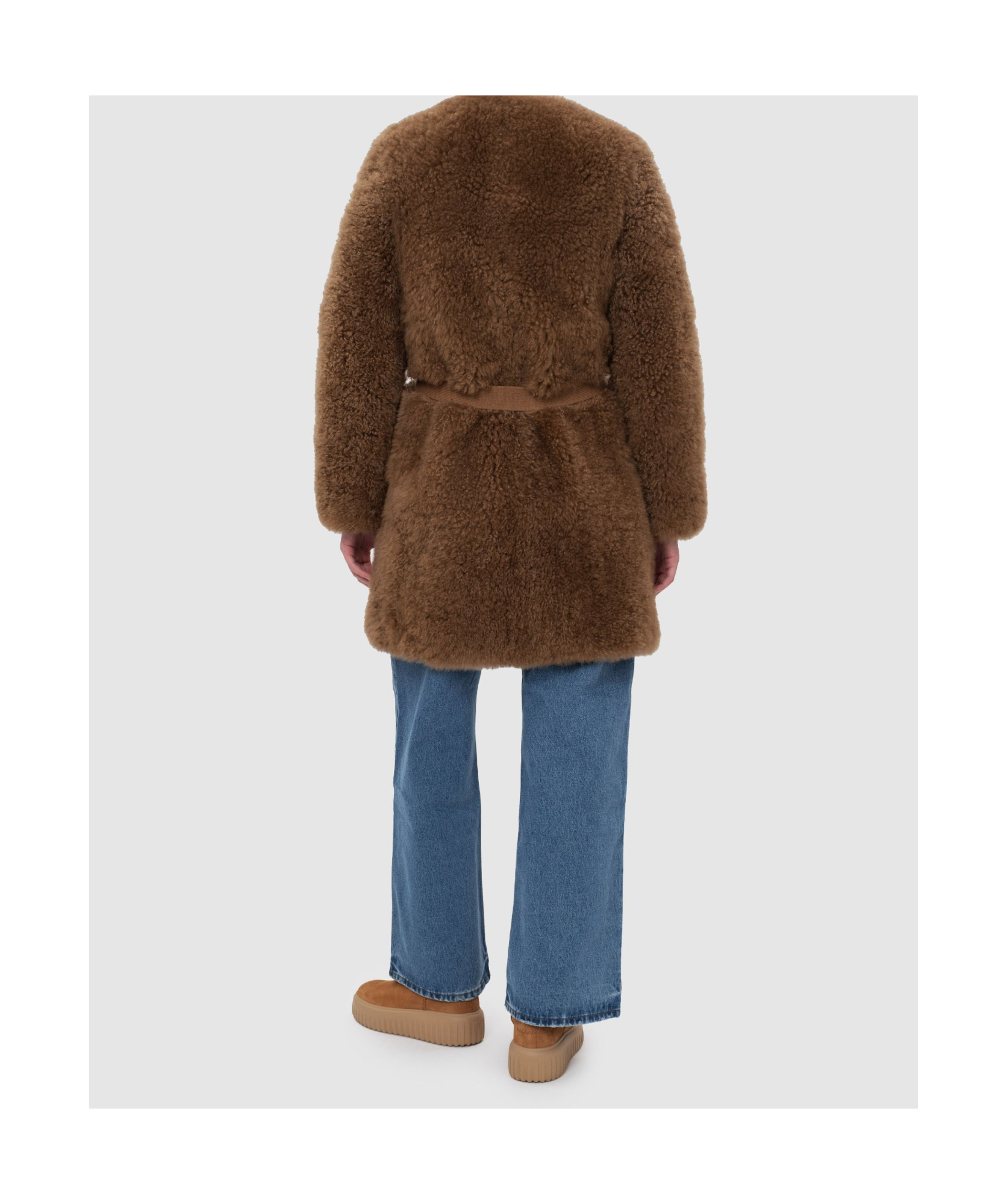 Shop Yves Salomon Belted Coat In Brown