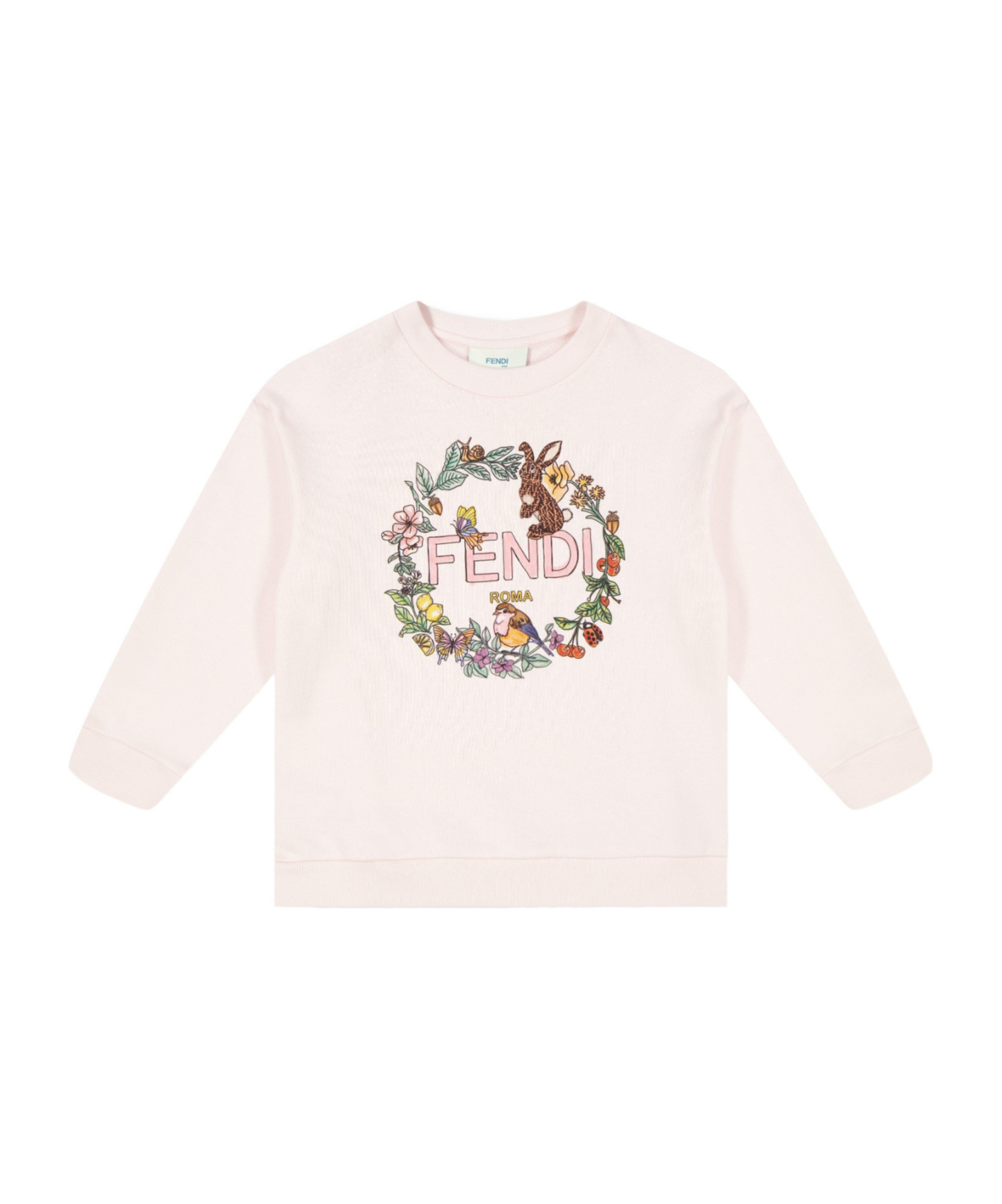 Fendi Floral Logo Sweatshirt In Gray