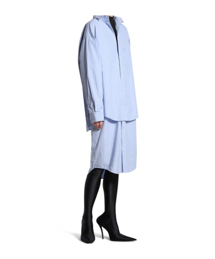 Balenciaga Layered Bb Classic Chemisier Dress In Blue