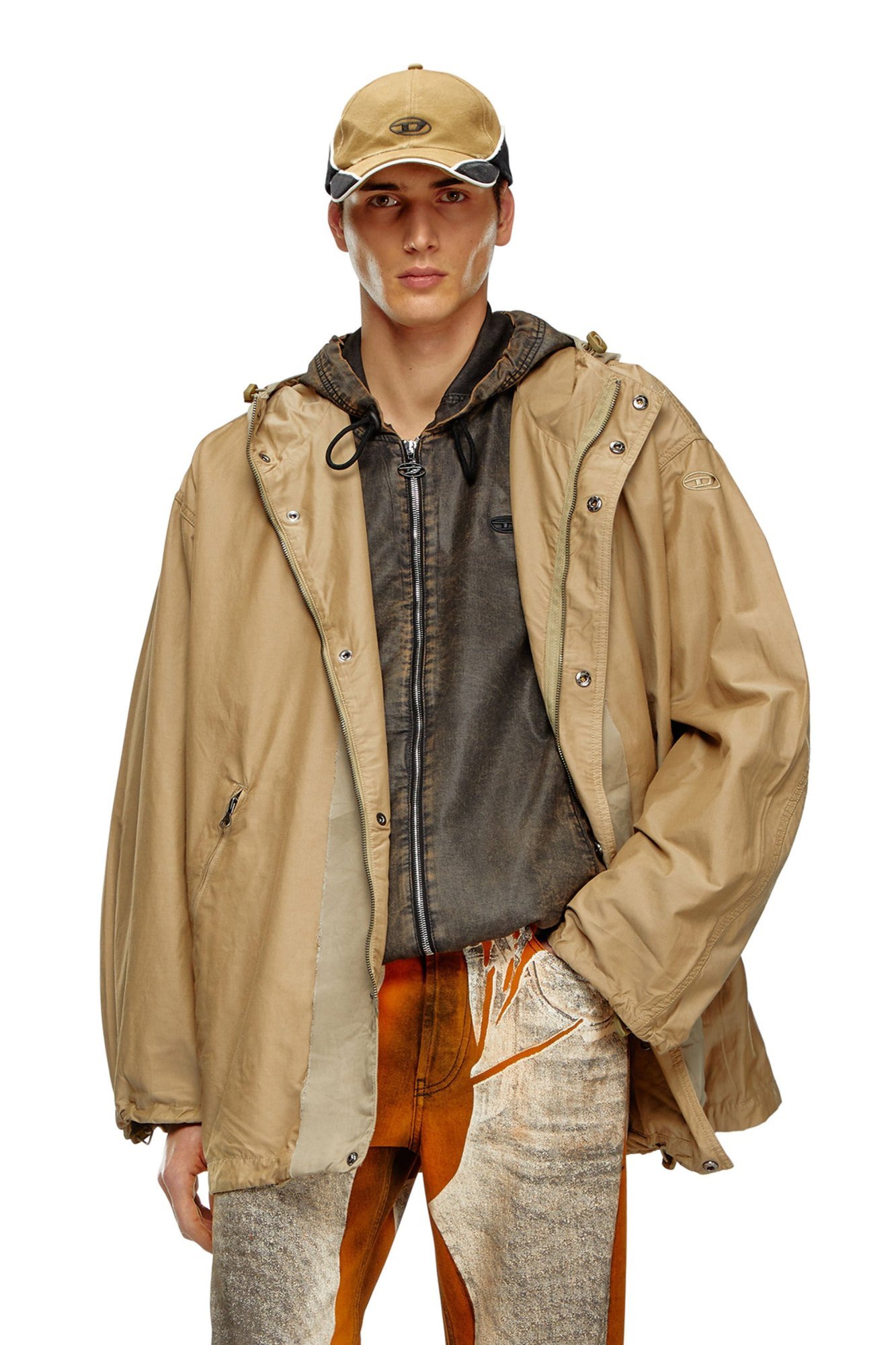 Diesel J-mckell Logo-embroidered Jacket In Nude
