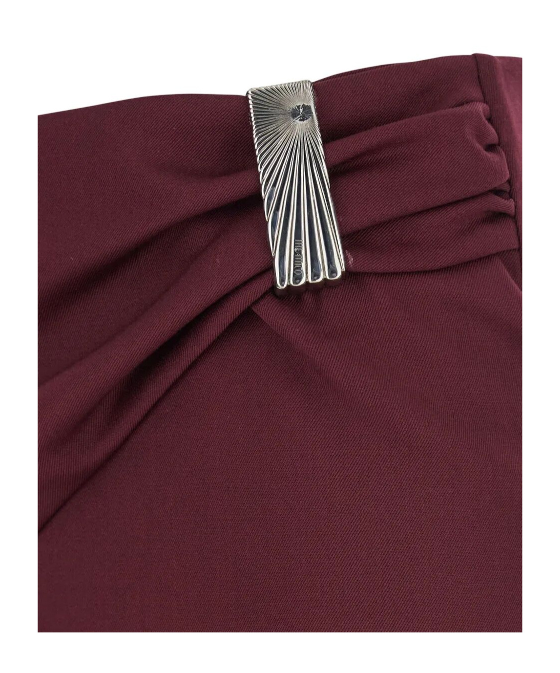 Attico Draped Midi Skirt With Front Slit And Metal In Burgundy