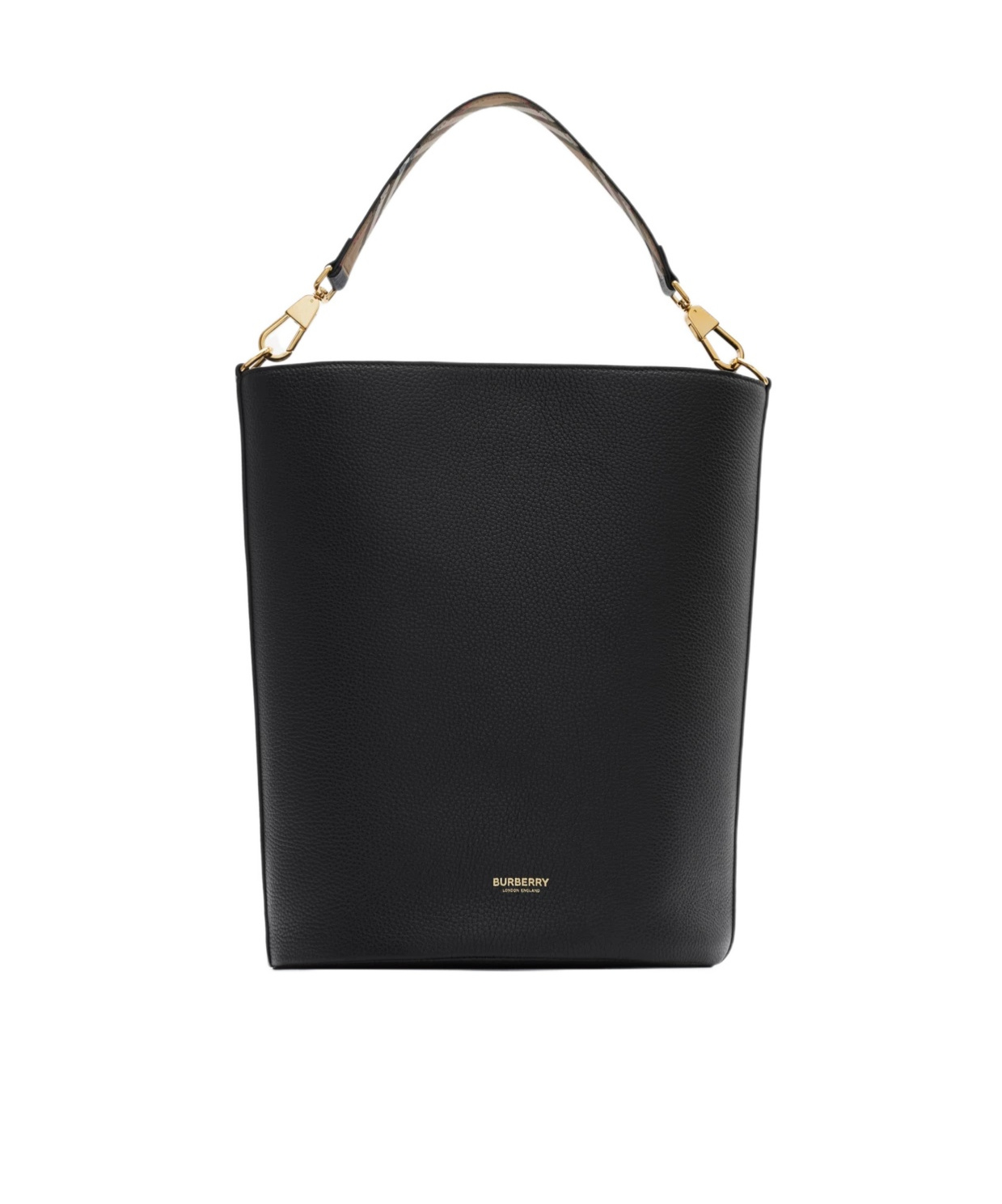 Burberry Medium Bucket Shoulder Bag In Black