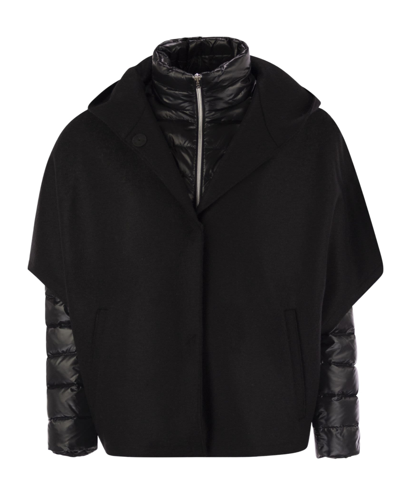 Herno Resort Hood In Ultralight Wool And Nylon In Black