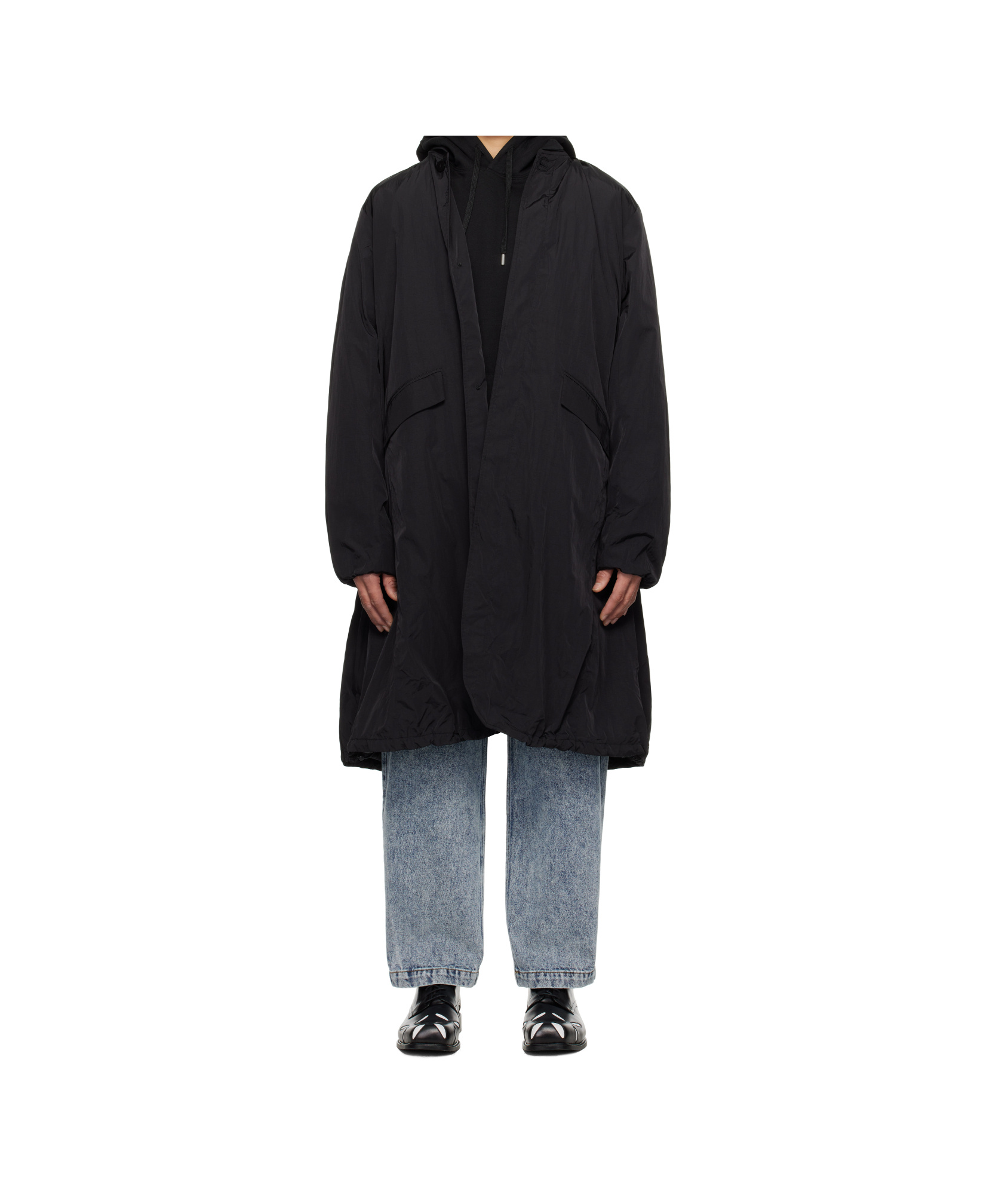 Ader Error Single Breasted Trench Coat In Black
