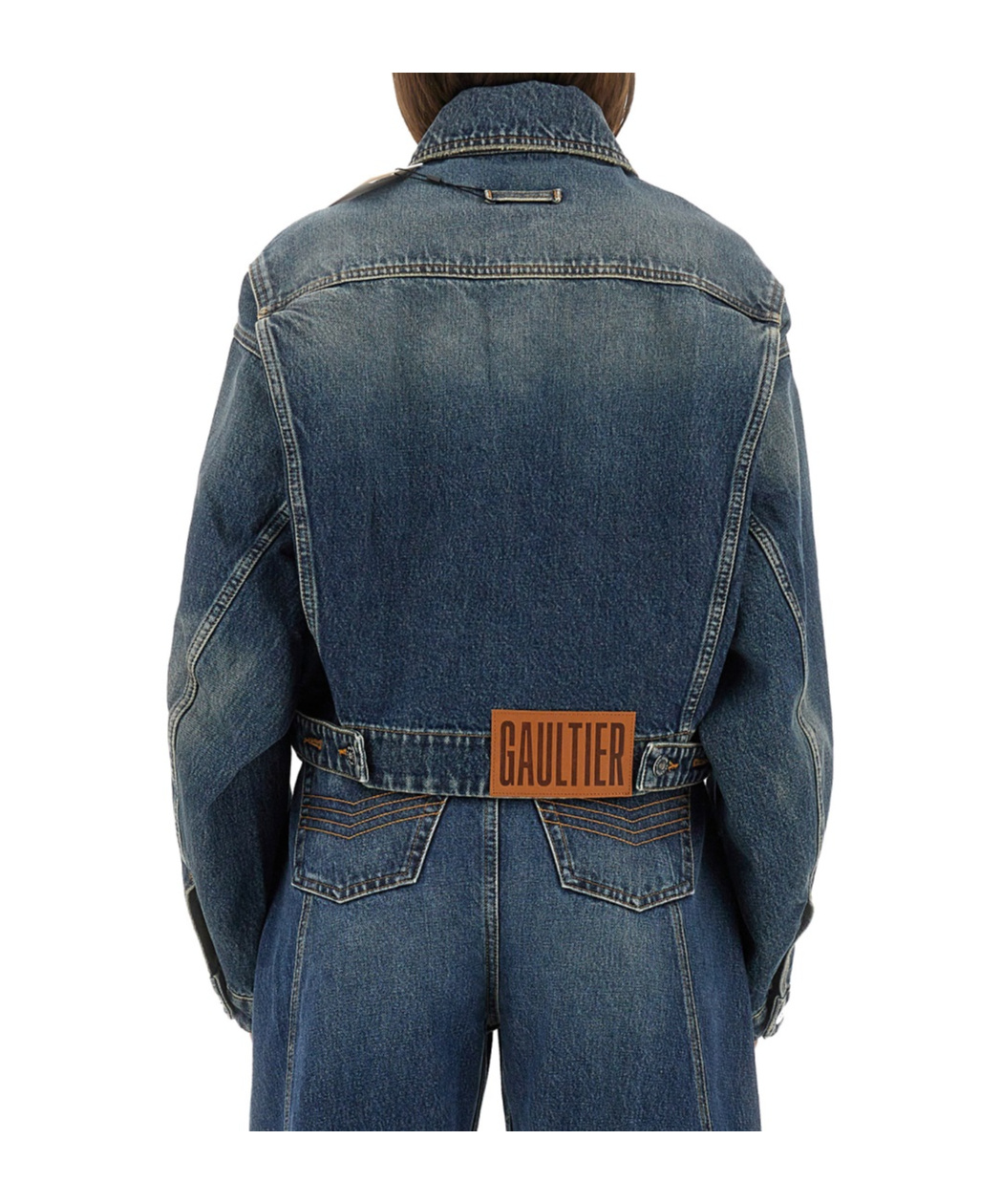 Jean Paul Gaultier Waistband Jacket With Pockets And Collar In Blue